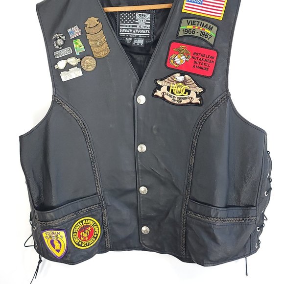 Bikers Dream Apparel Leather Vest Buffalo Nickel Snaps Pins Patches Men's 4XL - Picture 2 of 16